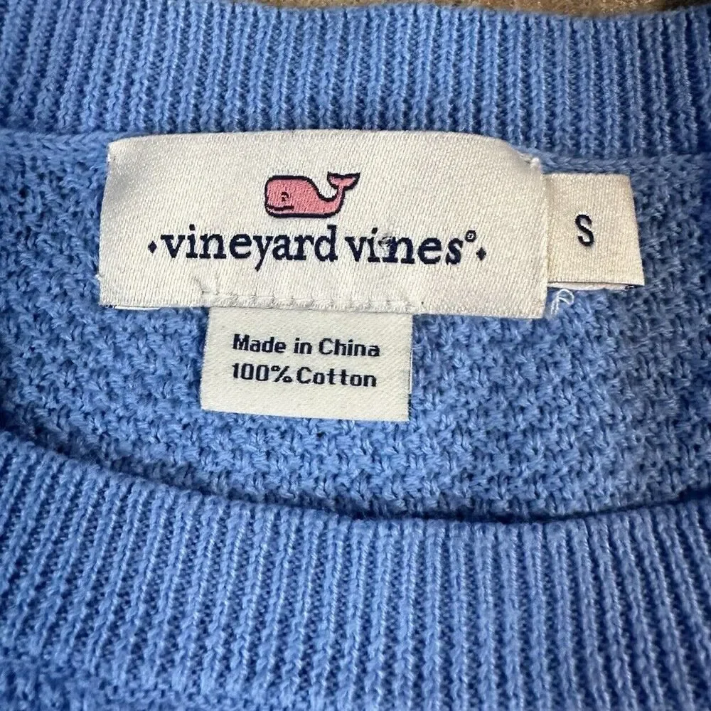 Vineyard Vines Waffle Knit Thermal Long Sleeve Sweater Blue Men's Small Crewneck